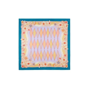 GUCCI Lovelight Silk Scarves Women's Blue/Yellow