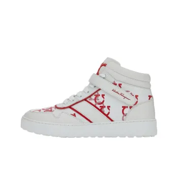 Ferragamo Skateboard Shoes Women's High Top White/Red