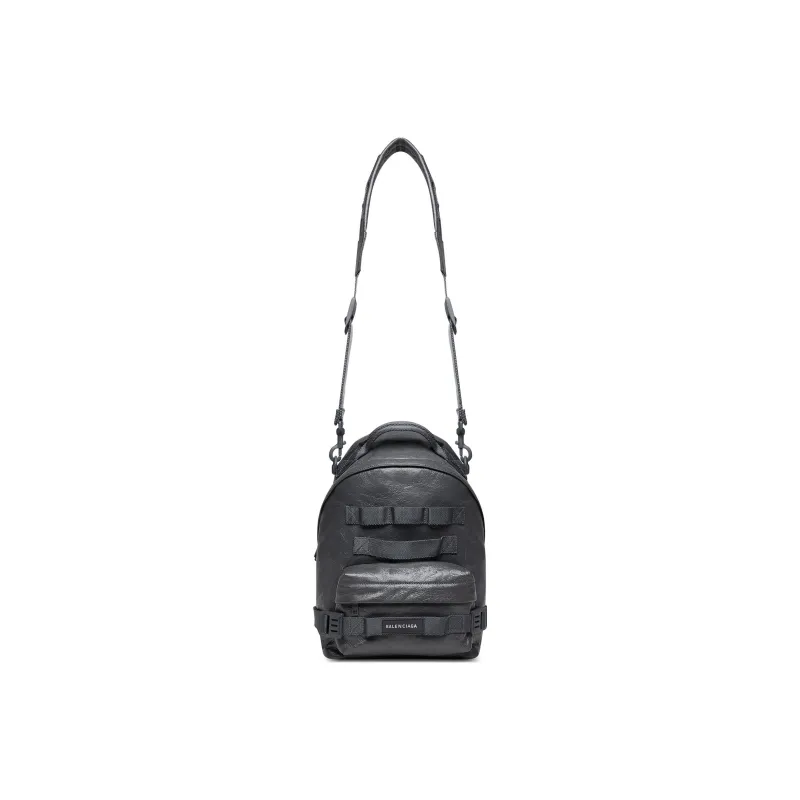 Balenciaga Army Fine Grained Sheepskin Shoulder Bag, Crossbody Bag, Backpack Small Size Men's Charcoal Black-5