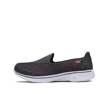 Skechers Go Walk 4 Cushioning Anti-Slip Wear-Resistant Breathability Low-Top Casual Shoes Women's Black Peach Red