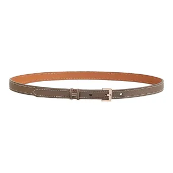 HERMES POP H 15 Rose Gold Buckle Epsom Calfskin Leather Belts Women's Brown/Gray 1.5cm