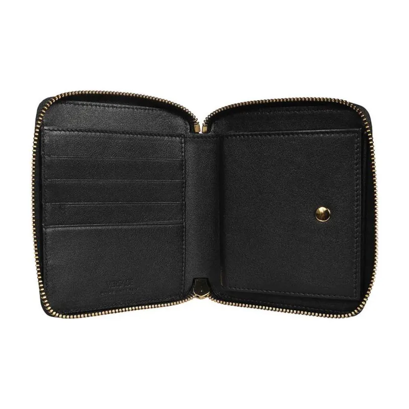 VERSACE VERSACE Calfskin Card Holder Wallet Men's Black-2