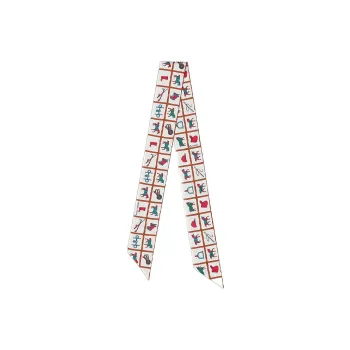 HERMES Silk Scarves Women's Cream/Brown/Pink
