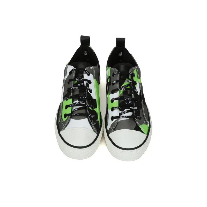 Valentino Camouflage Low Top Skateboard Shoes Men's Neon Green-3
