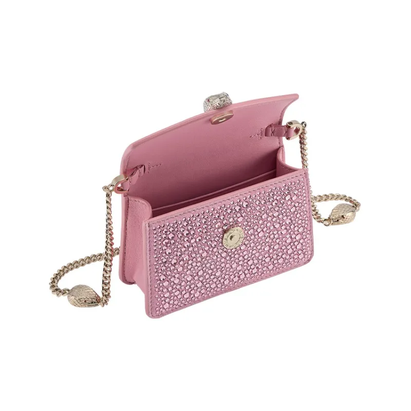 BVLGARI Serpenti Forever Calfskin Chain Bag Shoulder Bag Crossbody Bag Women's White/Pink-6