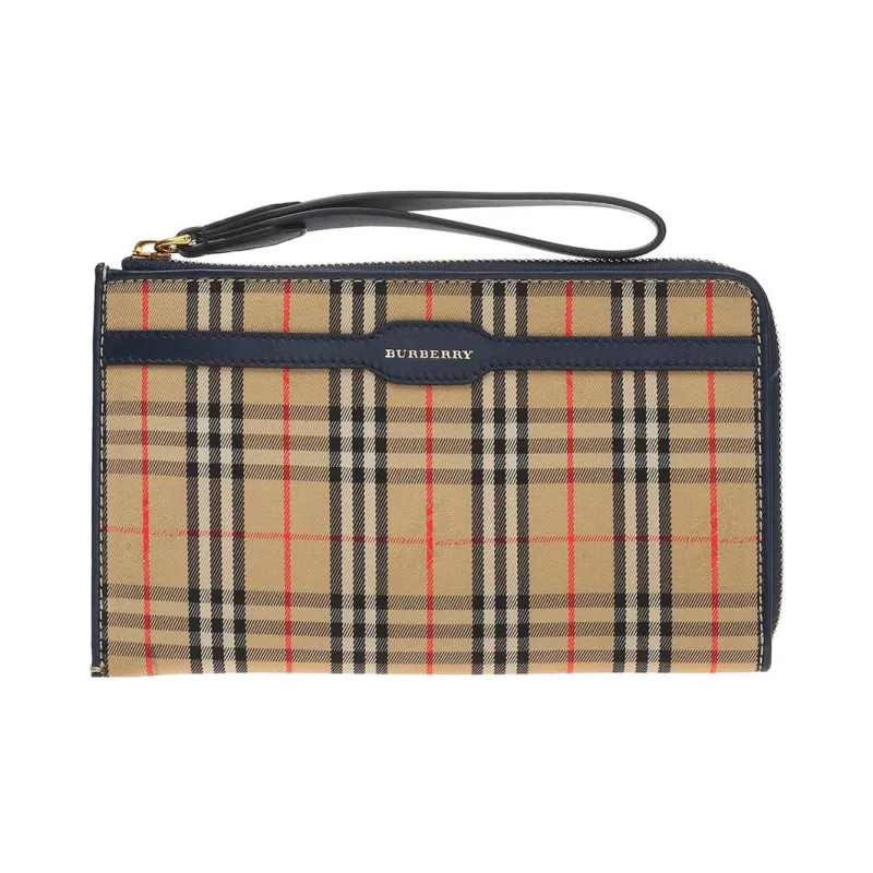 Burberry Vintage Cotton Document Bag Portable Clutch Regular Men's Archive Beige-0