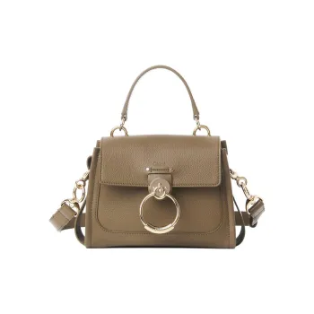 Chloe Tess Grained Calfskin Shoulder Bag Crossbody Bag Handbag Mini Women's Dark Khaki