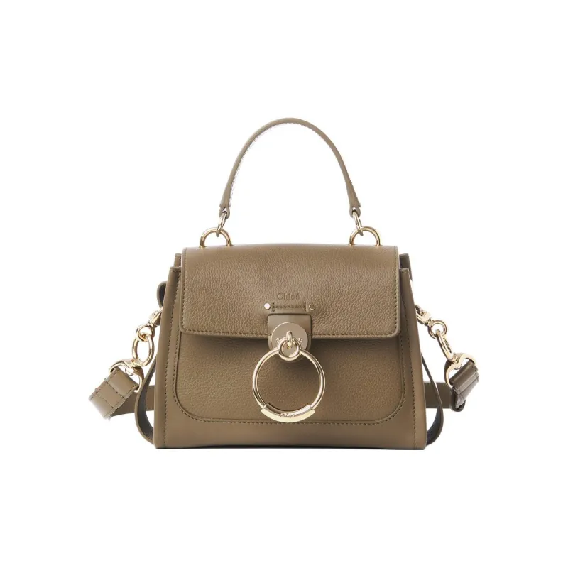 Chloe Tess Grained Calfskin Shoulder Bag Crossbody Bag Handbag Mini Women's Dark Khaki-0