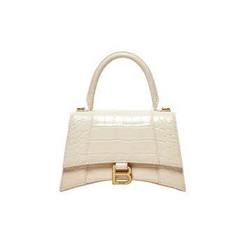 Balenciaga Hourglass Cow Leather Shoulder Bag, Crossbody Bag, Handbag Trumpets Women's Beige Milk Tea
