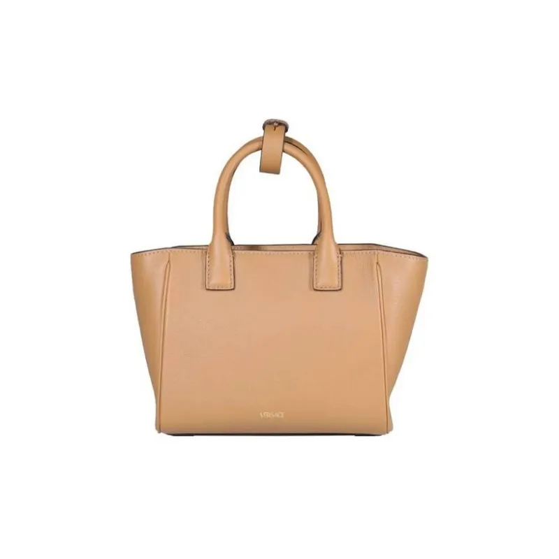 VERSACE La Medusa Calfskin Tote Bag Shopping Bag Crossbody One Shoulder Handbags Small Size Women's Brown-2