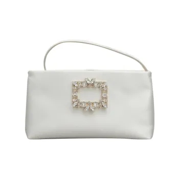 Roger Vivier RV NIGHTLILY Leather Shoulder Bag, Handbag, Shoulder Bag Women's Gray White