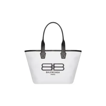 Balenciaga Cotton Canvas Tote Bag Shopping Bag Shoulder Bag Handbag Small Size Women's White