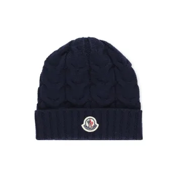 Moncler Logo-appliqué Cable-knit Beanie