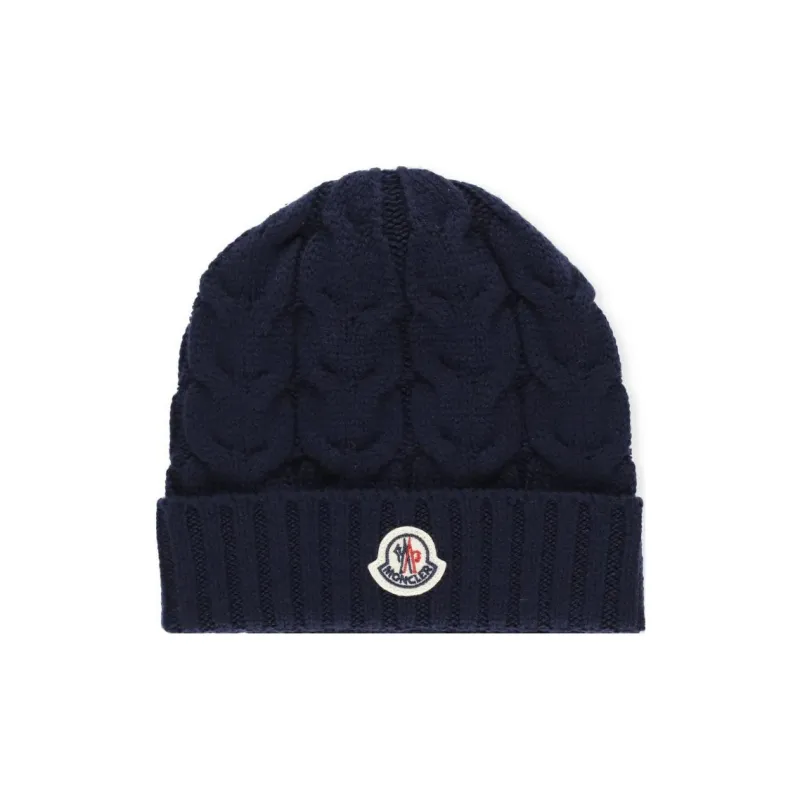Moncler Logo-appliqué Cable-knit Beanie-0