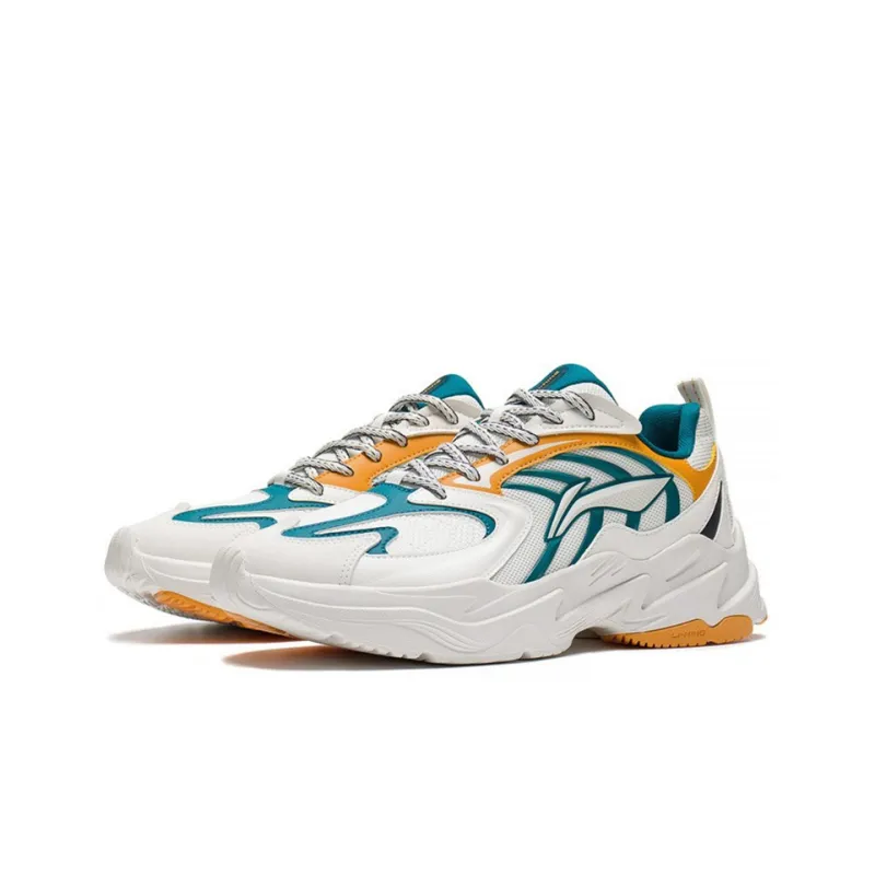 LiNing Stargazing Rebound Low Top Running Shoes Men's White Green-2