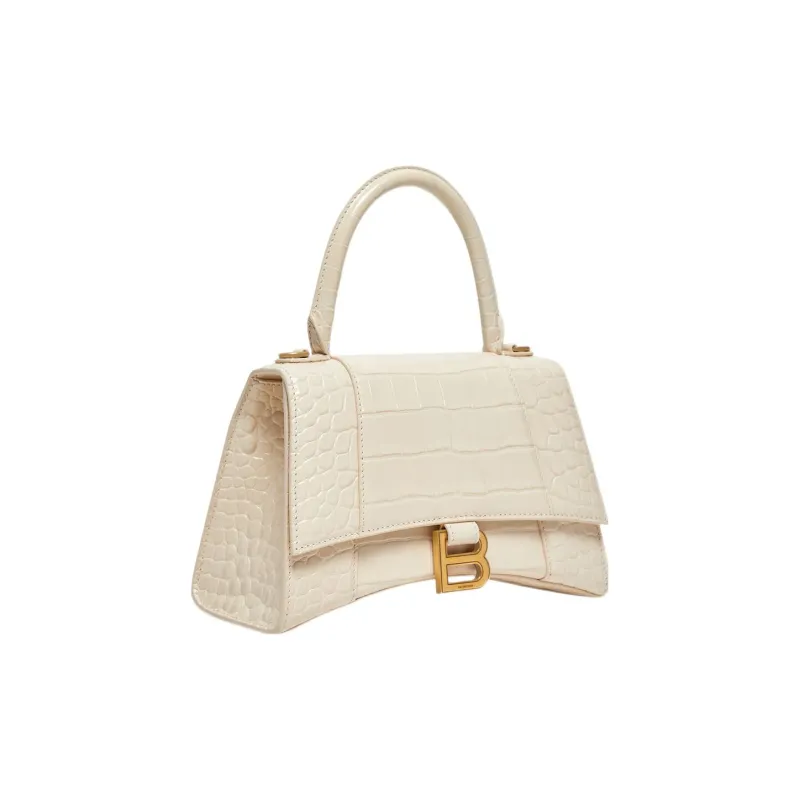 Balenciaga Hourglass Cow Leather Shoulder Bag, Crossbody Bag, Handbag Trumpets Women's Beige Milk Tea-1