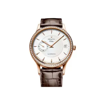 ZENITH Automatic Mechanical Movement Unisex Watch 33mm White Dial 18K Rose Gold Karat Gold Strap