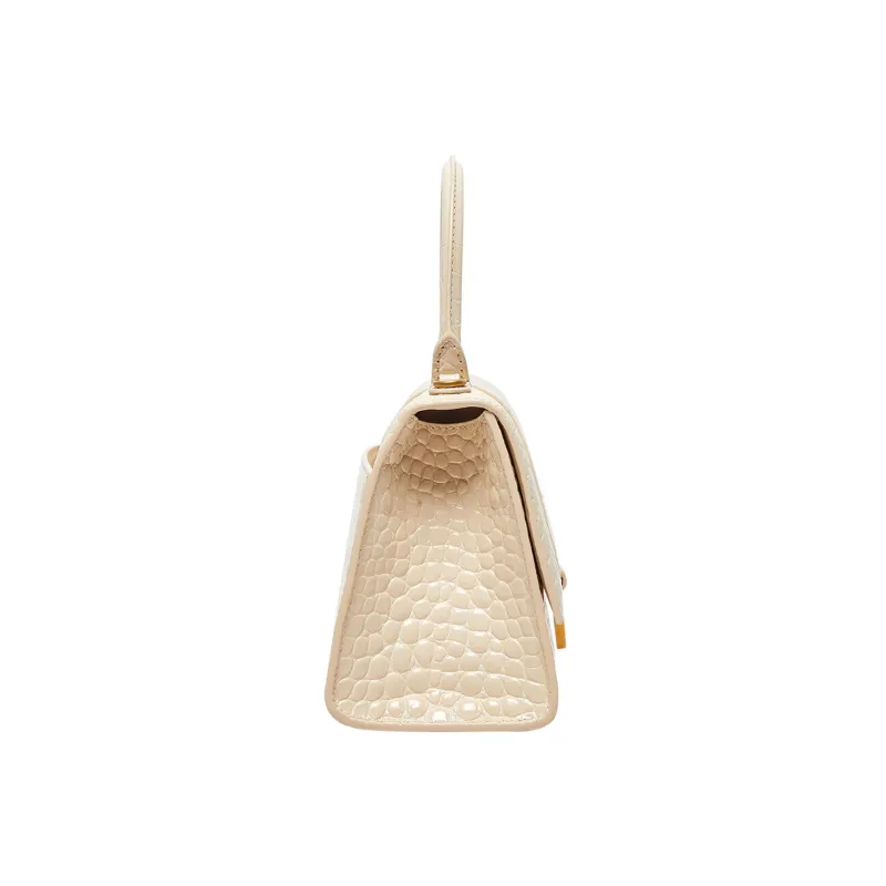 Balenciaga Hourglass Cow Leather Shoulder Bag, Crossbody Bag, Handbag Trumpets Women's Beige Milk Tea-3