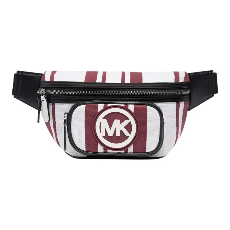 MICHAEL KORS Hudson Canvas Fanny Pack Trumpets Men's White/Maroon/Black-0
