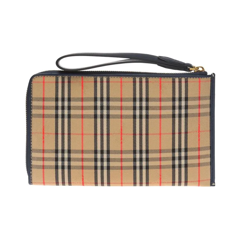 Burberry Vintage Cotton Document Bag Portable Clutch Regular Men's Archive Beige-2