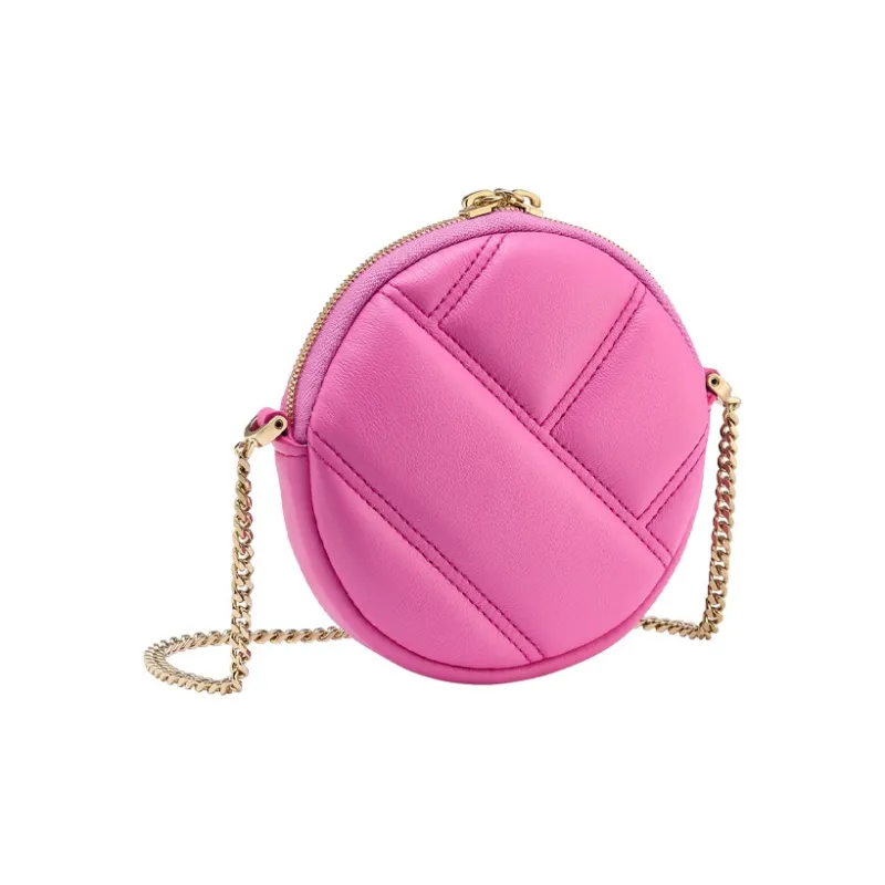 BVLGARI Serpenti Cabochon Calfskin Small Round Bag Clutch Coin Purse Crossbody Bag Mini Women's Pink-2