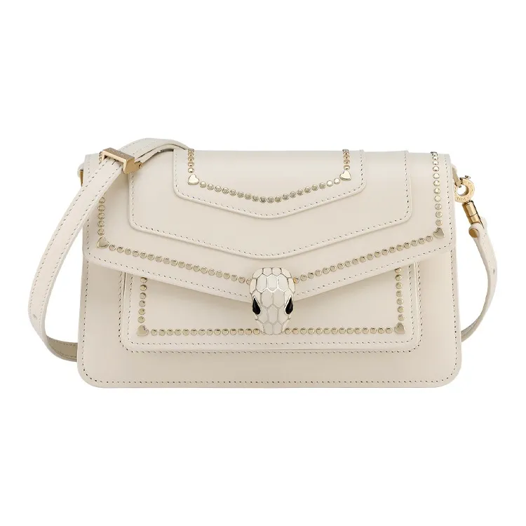 BVLGARI Serpenti Forever Calfskin Chain Bag Shoulder Bag Crossbody Bag Women's White/Pink-1