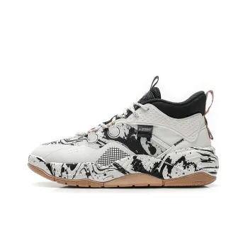 XTEP Black Grandpa 4.0 Mid Top Sports Casual Shoes Men's Sail White Black