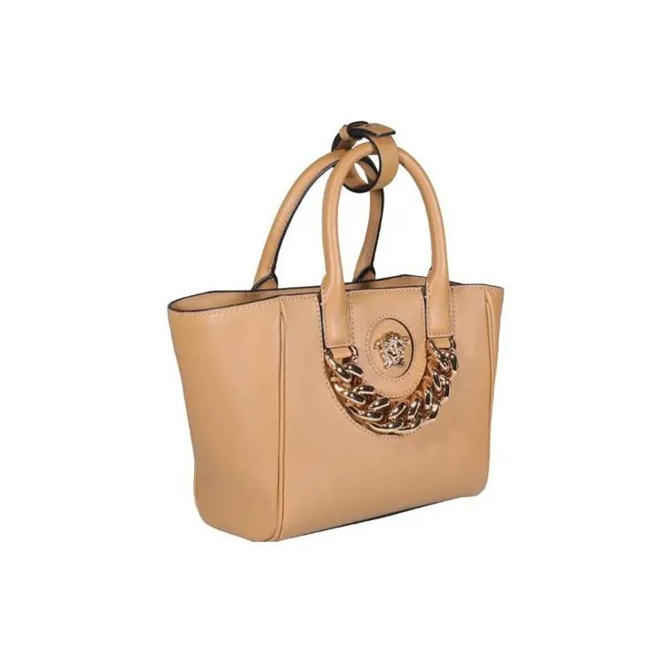 VERSACE La Medusa Calfskin Tote Bag Shopping Bag Crossbody One Shoulder Handbags Small Size Women's Brown-1