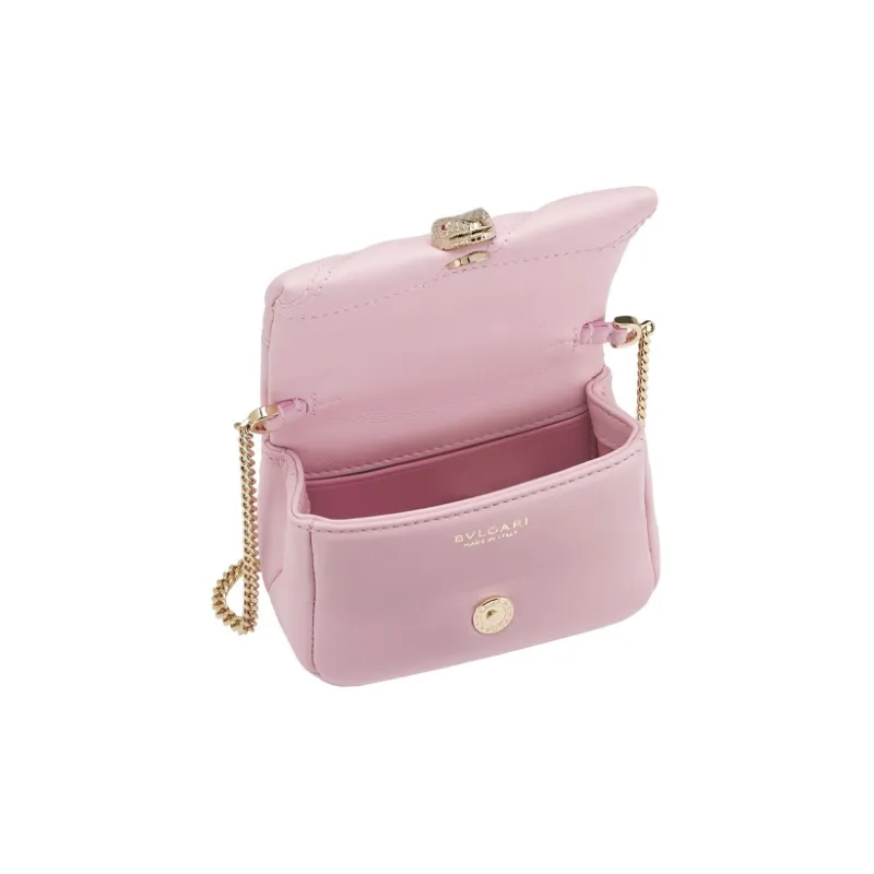 BVLGARI Serpenti Cabochon Calfskin Chain Bag Shoulder Bag Crossbody Bag Mini Women's Light Pink-2