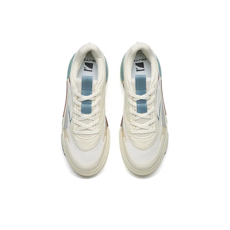 Anta Life Collection Lightweight And Breathable Low Top Skateboard Shoes Men's White Gray-3