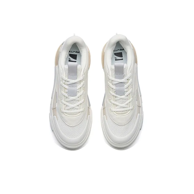 Anta Life Collection Lightweight And Breathable Low-Top Skateboard Shoes Women's White Gray-3