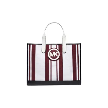 MICHAEL KORS Hudson Artificial Leather Tote Bag Shopping Bag Handbag Large Size Men's White & Maroon & Black