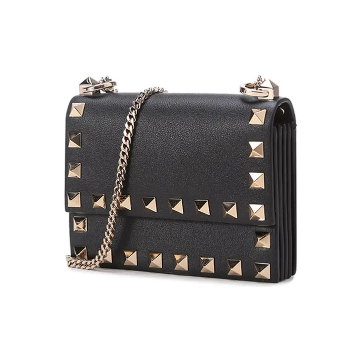 Valentino Leather Chain Bag, Shoulder Bag Women's Black-1