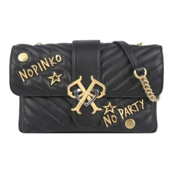 PINKO Sheepskin Flying Bird Bag Swan Bag Shoulder Bag Crossbody Bag Mini Women's Black/Black Gold