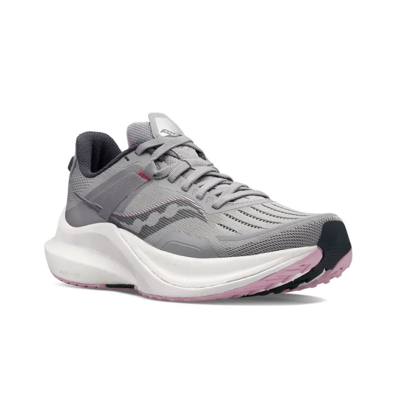 Saucony Tempus Cushioned Anti Slip And Wear Resistant Lightweight Low Top Casual Running Shoes Women's Gray Pink-2