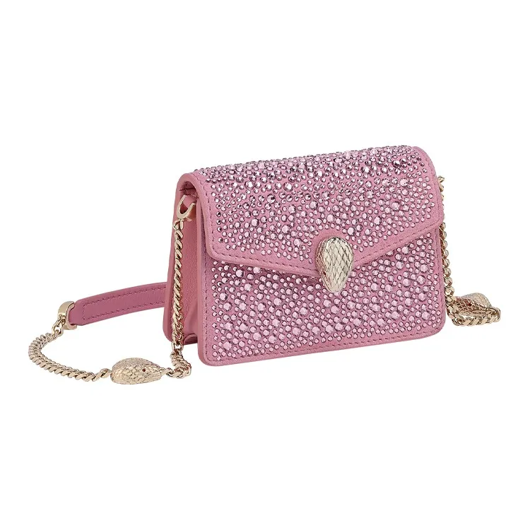 BVLGARI Serpenti Forever Calfskin Chain Bag Shoulder Bag Crossbody Bag Women's White/Pink-5