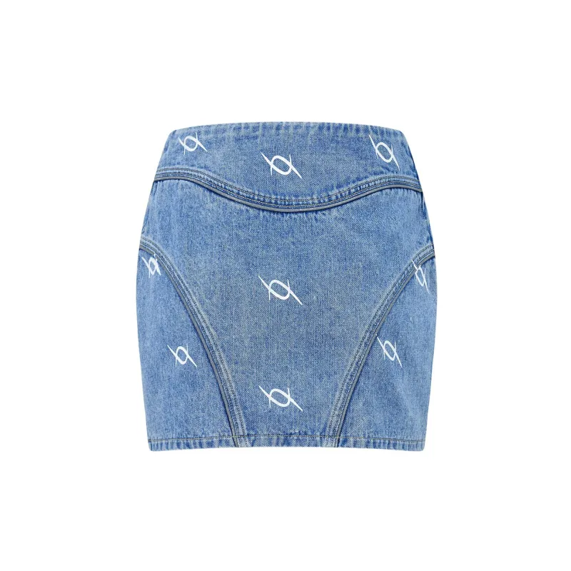 AZEPAM Denim Short Skirts Women's Blue-1
