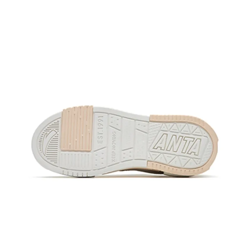 Anta Life Collection Lightweight And Breathable Low-Top Skateboard Shoes Women's White Gray Pink-5