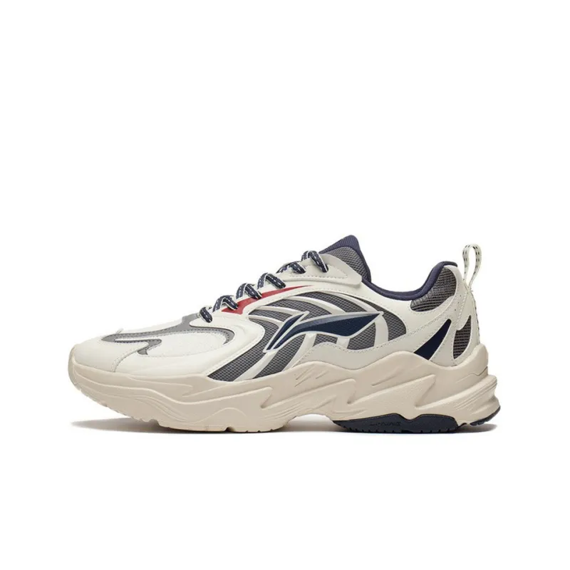 LiNing Stargazing Rebound Cushioning Slip Resistant Low Top Running Shoes Ecru-0