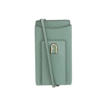 Furla Primula Grain Leather Cell Phone Pouch, Shoulder Bag, Crossbody Bag Women's Green