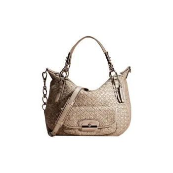 COACH Kristin Leather Trim Handbag Large Size Women's Platinum