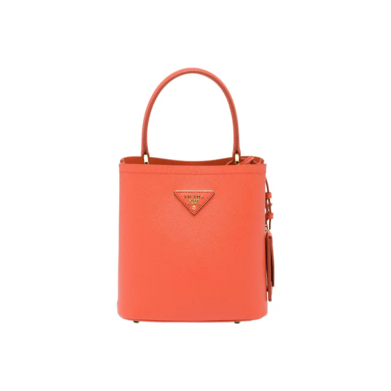 PRADA Saffiano Leather Shoulder Bag Crossbody Bag Handbag Women's Orange-0