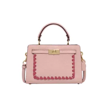 COACH Lane Refined Pebbled Leather Patchwork Smooth Leather Handbag, Shoulder Bag, Crossbody Bag Trumpets Women's Pink