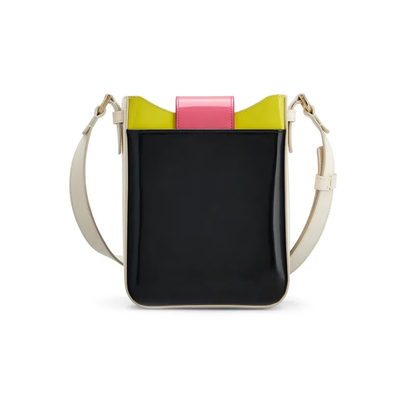 Roger Vivier Belle Vivier Patent Leather Shoulder Bag Crossbody Bag Mini Women's Black/Pink/Yellow-3
