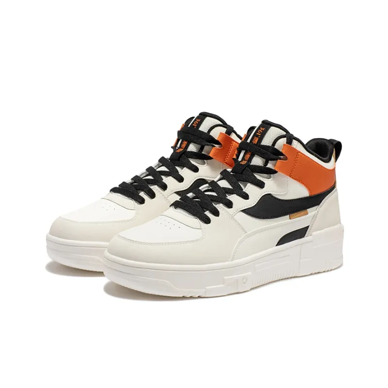 361° Skateboard Shoes Men High Top Feather White/Obsidian Black/Orange-2