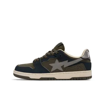 A BATHING APE SK8 STA Stylish Skateboarding Shoes Women's Army Green
