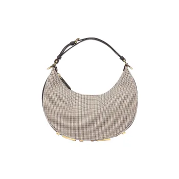 FENDI Fendigraphy Wool Crescent Bag Shoulder Bag Handbag Shoulder Bag Small Size Women's Brown