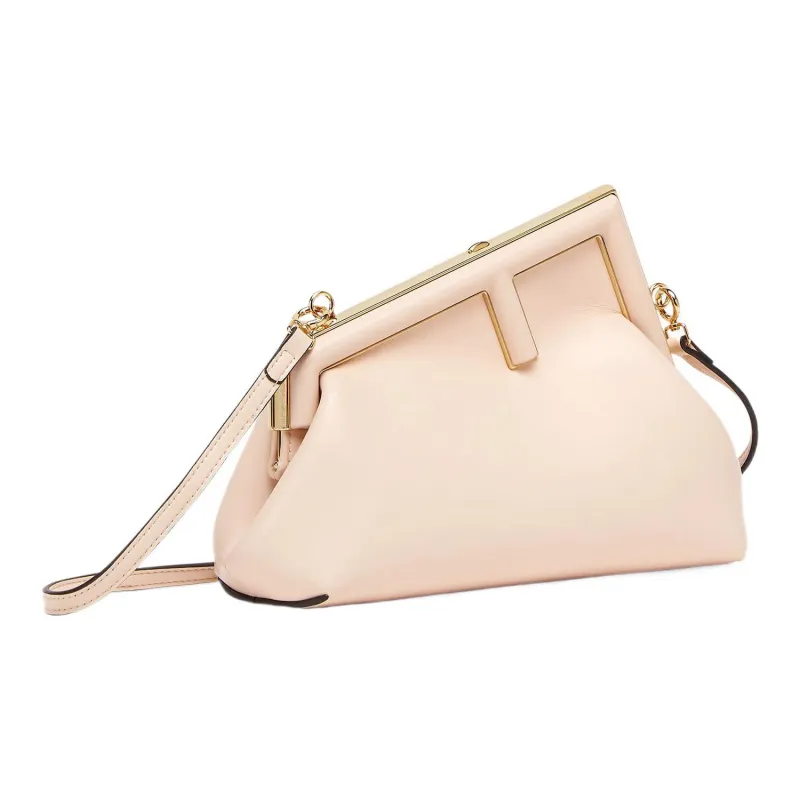 FENDI Fendi First Lambskin One Shoulder Crossbody Clutches Small Size Women's Light Pink-1