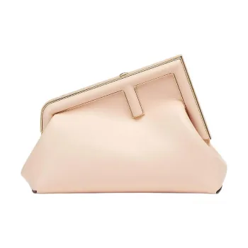 FENDI Fendi First Lambskin One Shoulder Crossbody Clutches Small Size Women's Light Pink