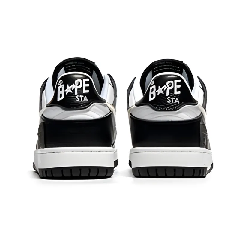 BAPE A BATHING APE Bape SK8 Sta Black White Embroidery Heel Patch-3